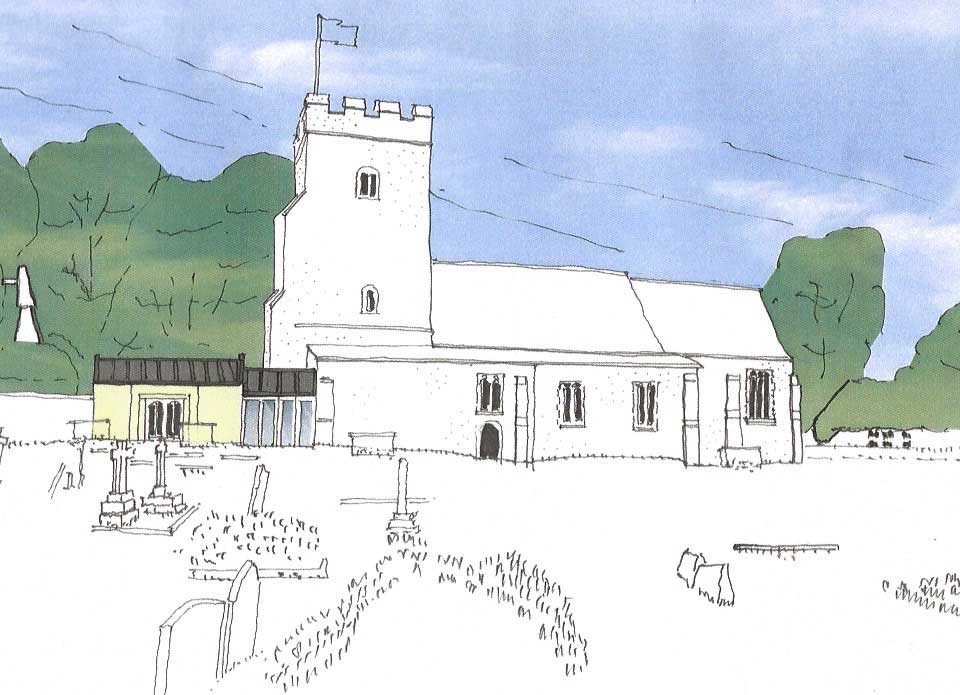 Wickhambreaux Church with suggested extension.